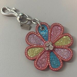 Coach Multicolor Glitter Flower Keychain